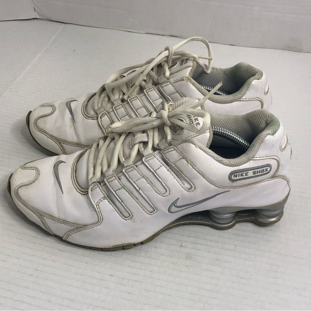 NIKE Shox Sneakers Womens 8.5 NZ SL Running Shoes White Silver 366571-111